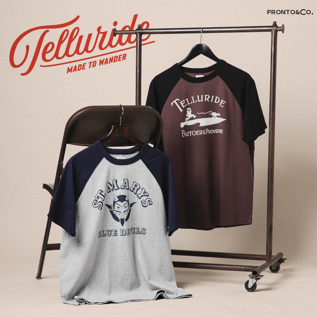 TELLURIDE SPINE RAGLAN TEE THE BUTCHER - PLUM/BLACK
