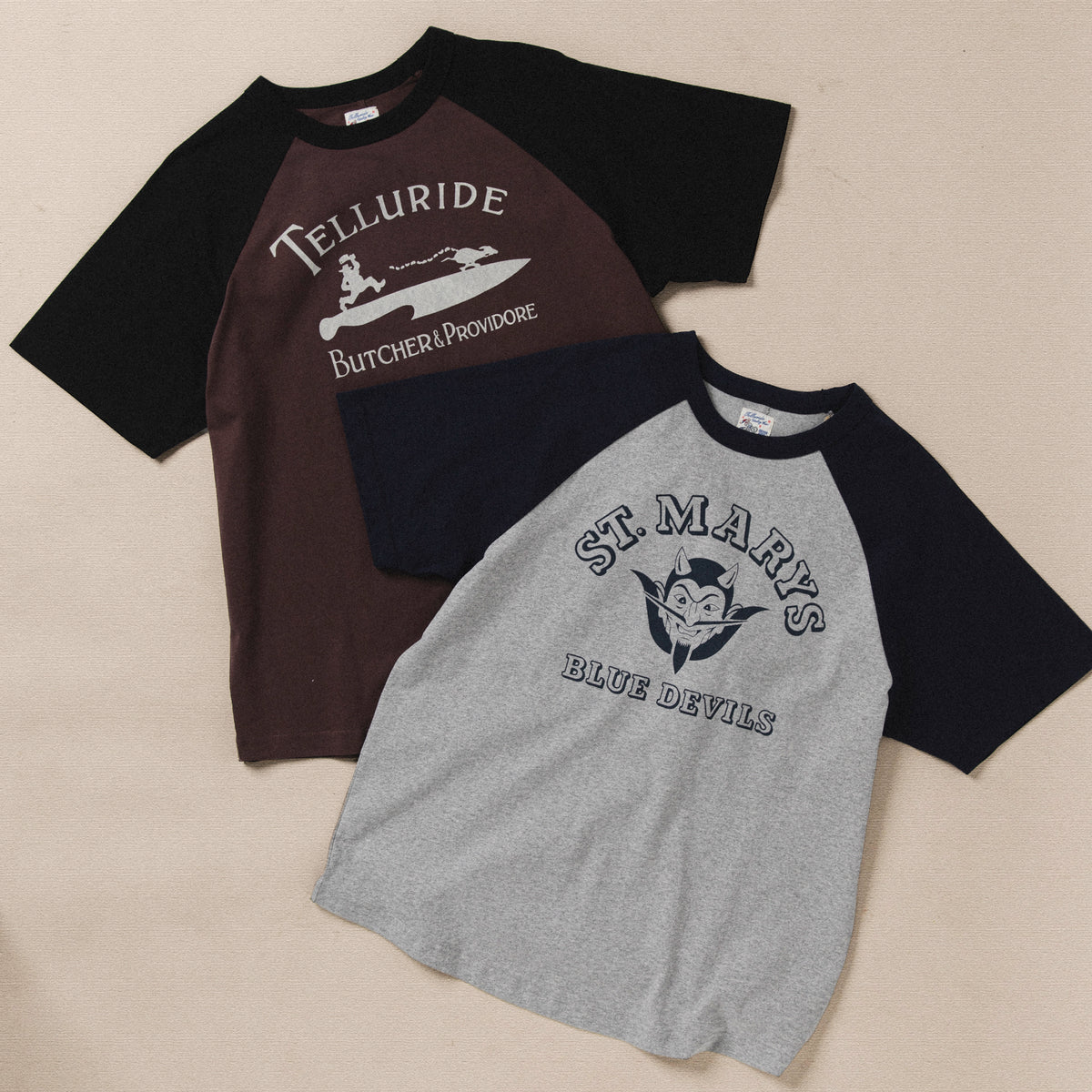 TELLURIDE SPINE RAGLAN TEE THE BUTCHER - PLUM/BLACK