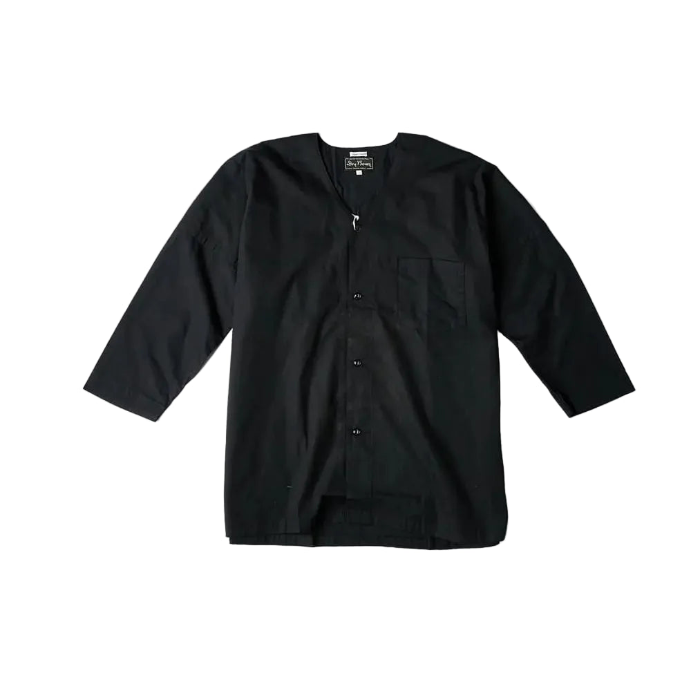 Dry Bones Koi-Guchi Shirt Plain — Black — front view