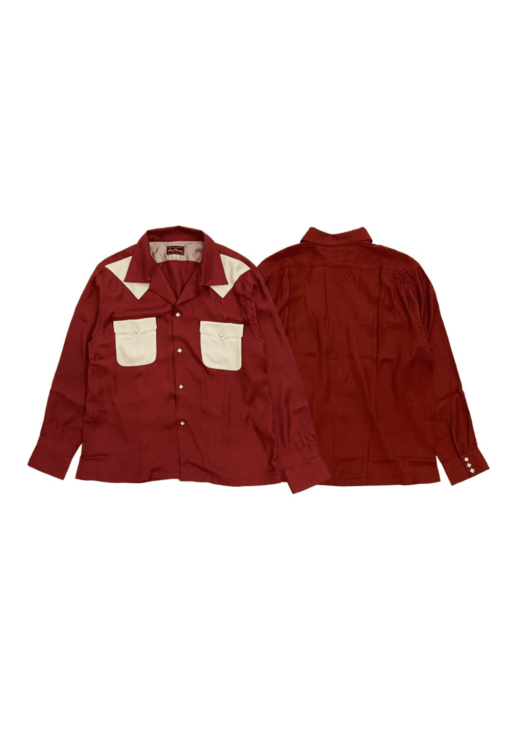 Dry Bones Western Yoke 2 Flap Open Shirt — Wine — front view