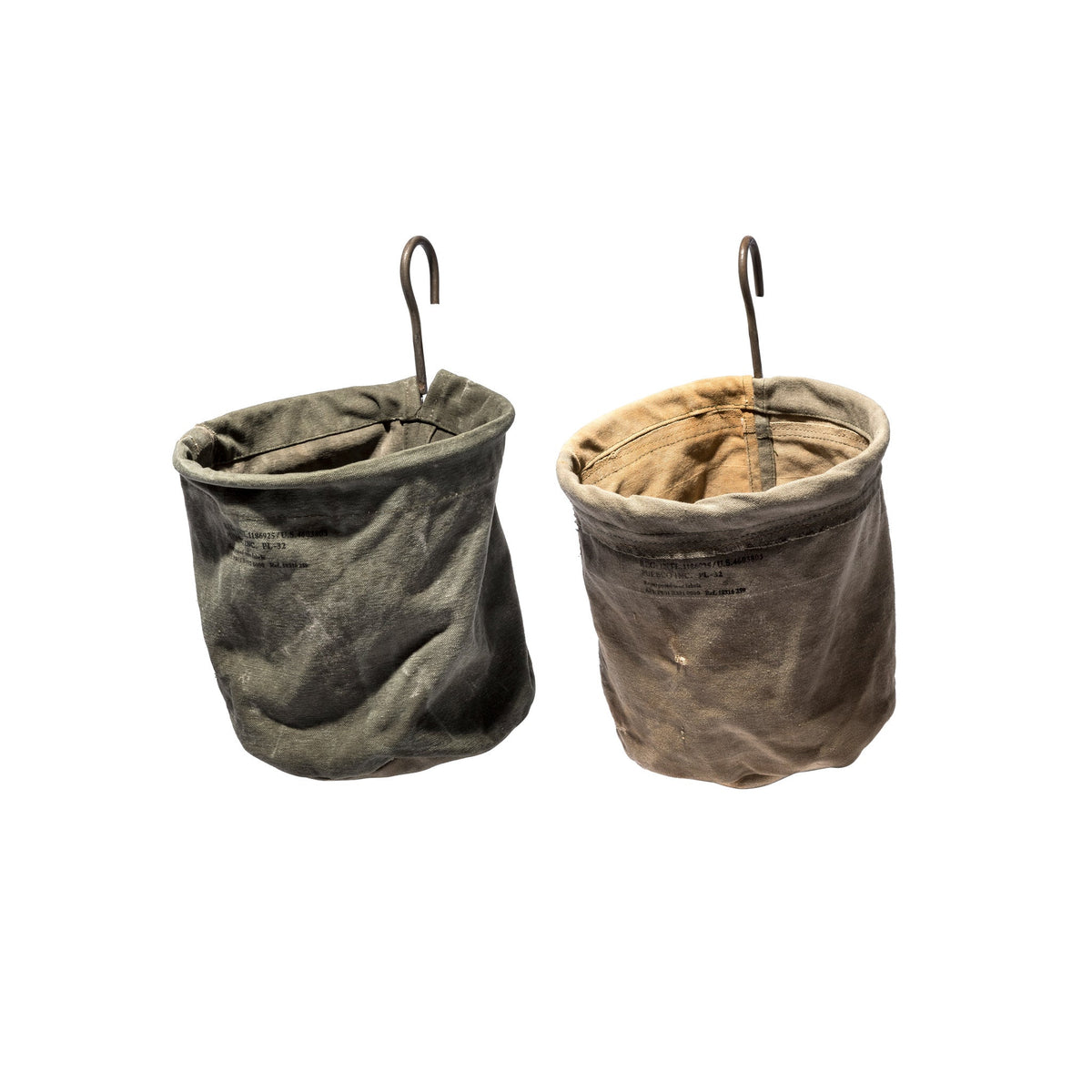 Puebco Vintage Tent Fabric Hook Basket / Small — front view