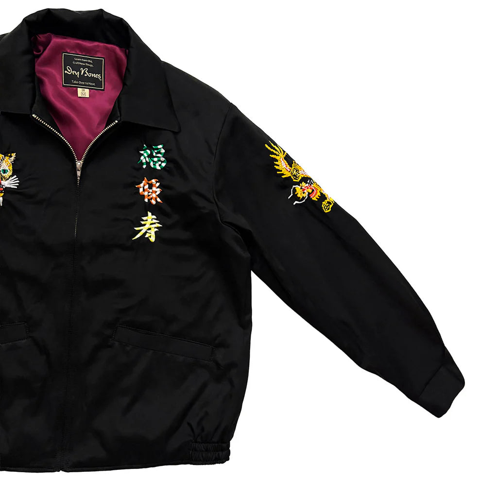 Dry Bones Embroidered Jacket Fukurokuju — Black — view 4