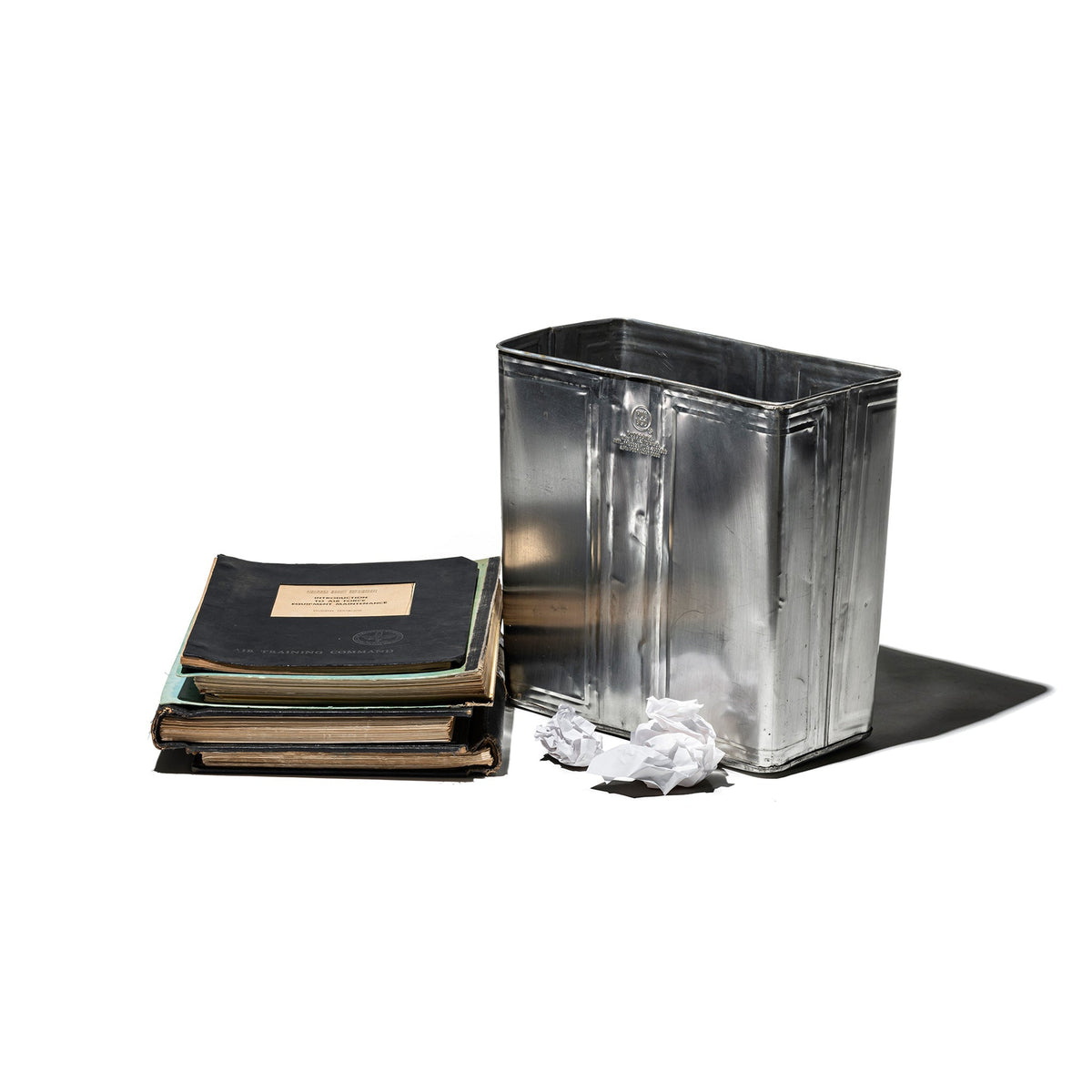 Puebco Recycle Steel Trash Can / Rectangle — front view
