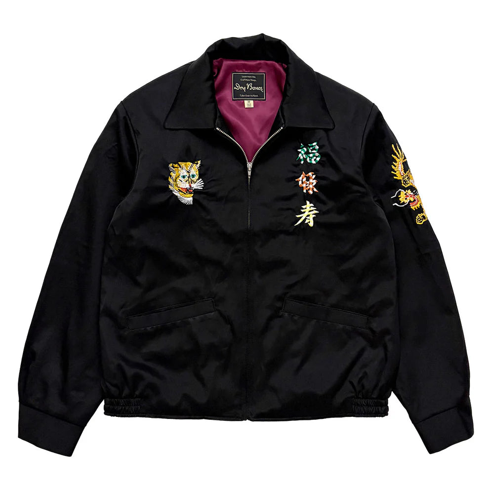 Dry Bones Embroidered Jacket Fukurokuju — Black — view 2