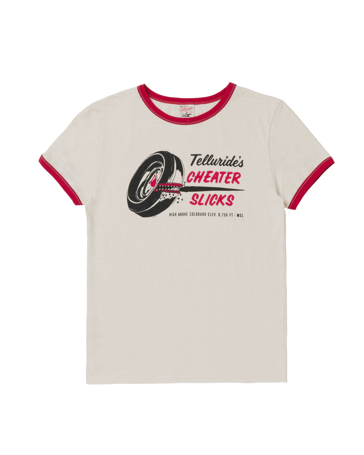 TELLURIDE RINGER TEE SLICKS - WHITE/BURGUNDY