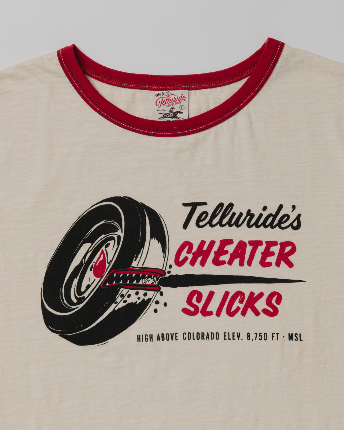 TELLURIDE RINGER TEE SLICKS - WHITE/BURGUNDY