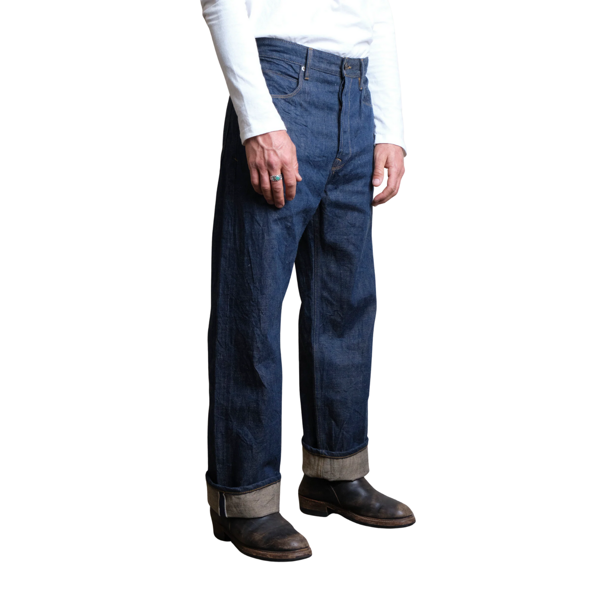 Freenote Modesto Straight Cut 13 Ounce — Natural Rinsed Denim — view 4