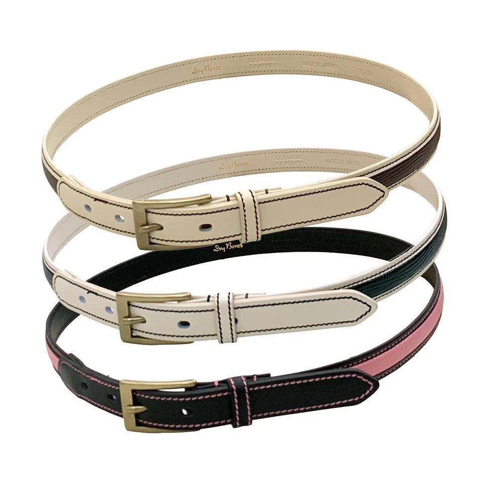 Dry Bones Lizard Emboss Belt — White/Brown — view 2
