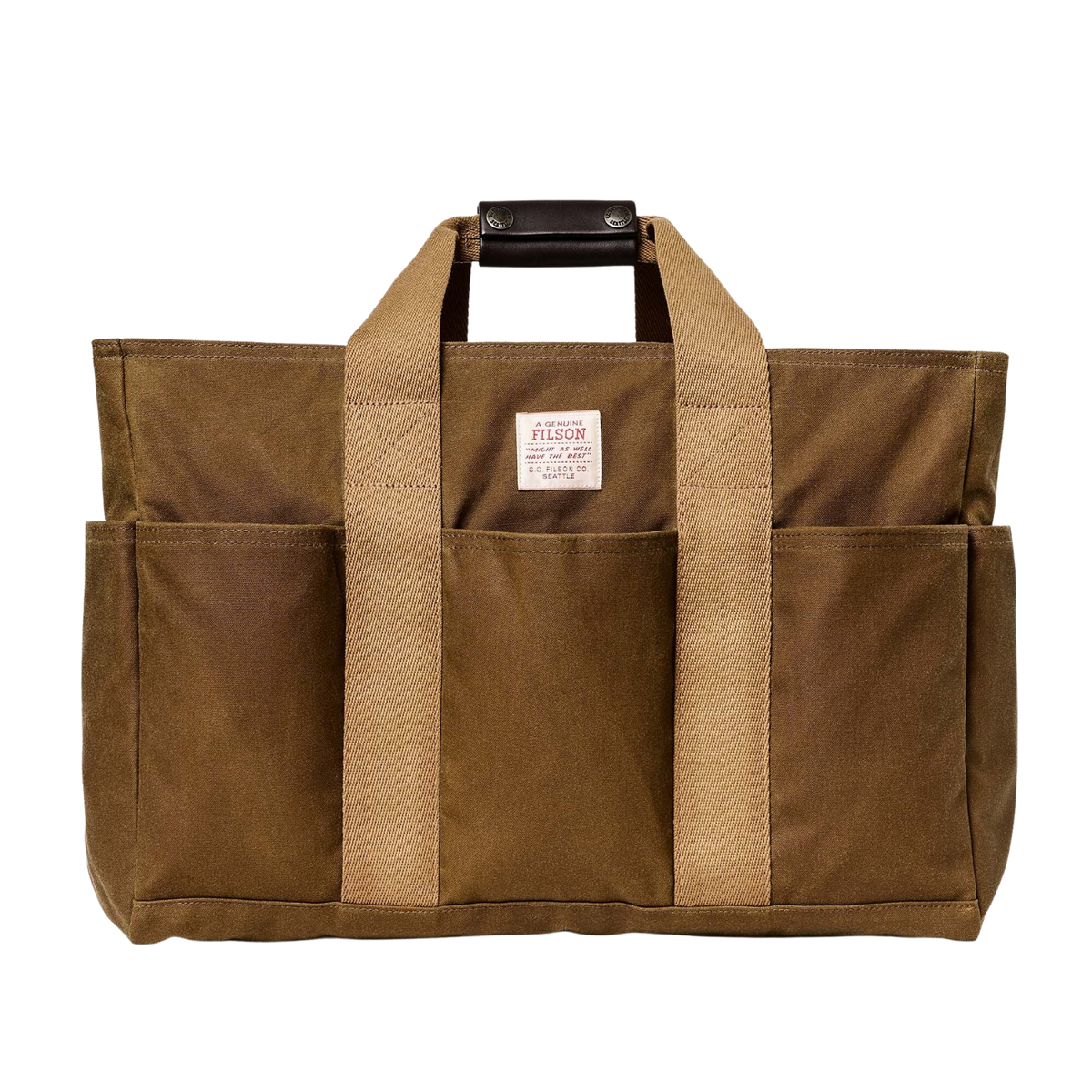 Filson Tin Cloth Supply Tote — Dark Tan — front view