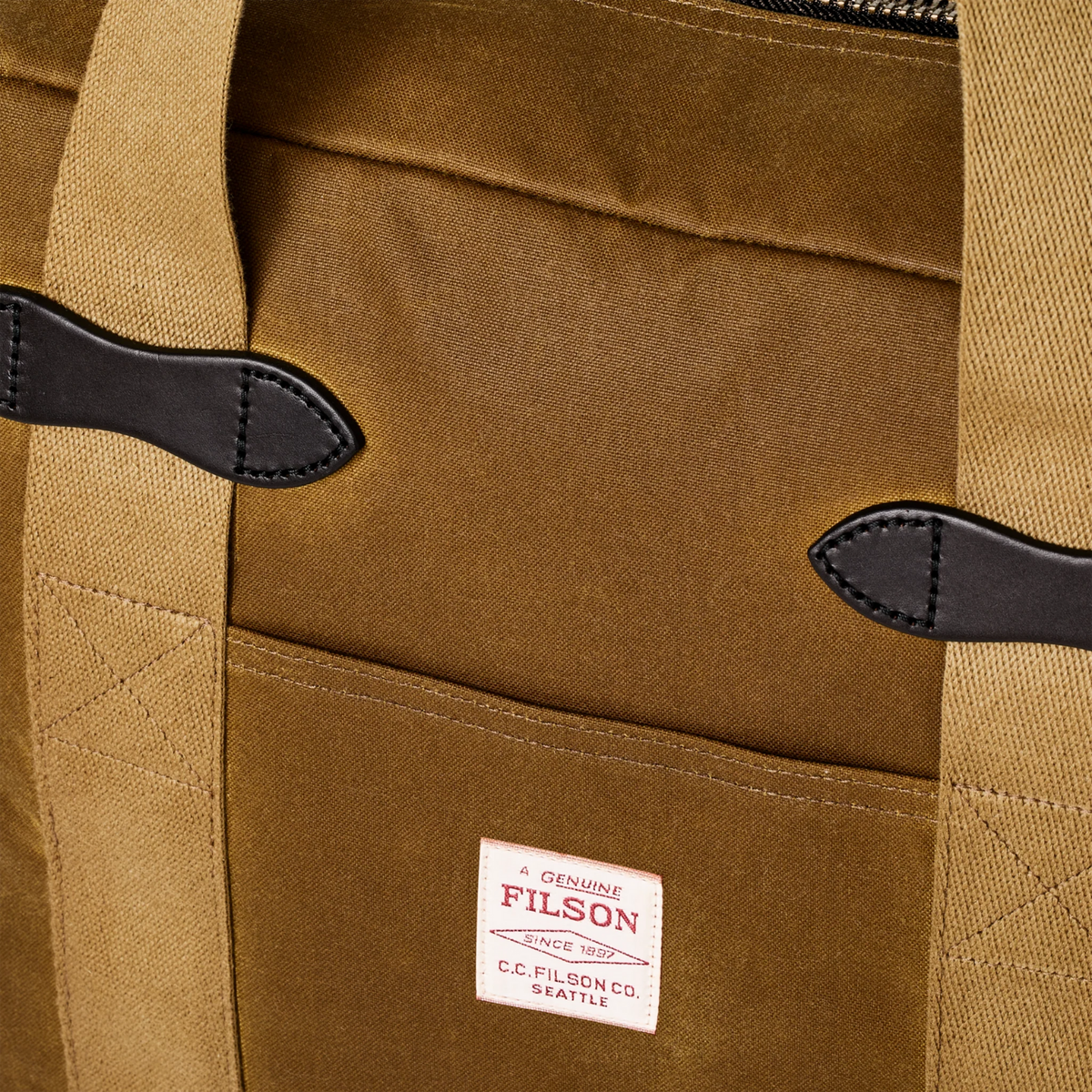 Filson Tin Cloth Zipper Tote Bag — Dark Tan — view 4