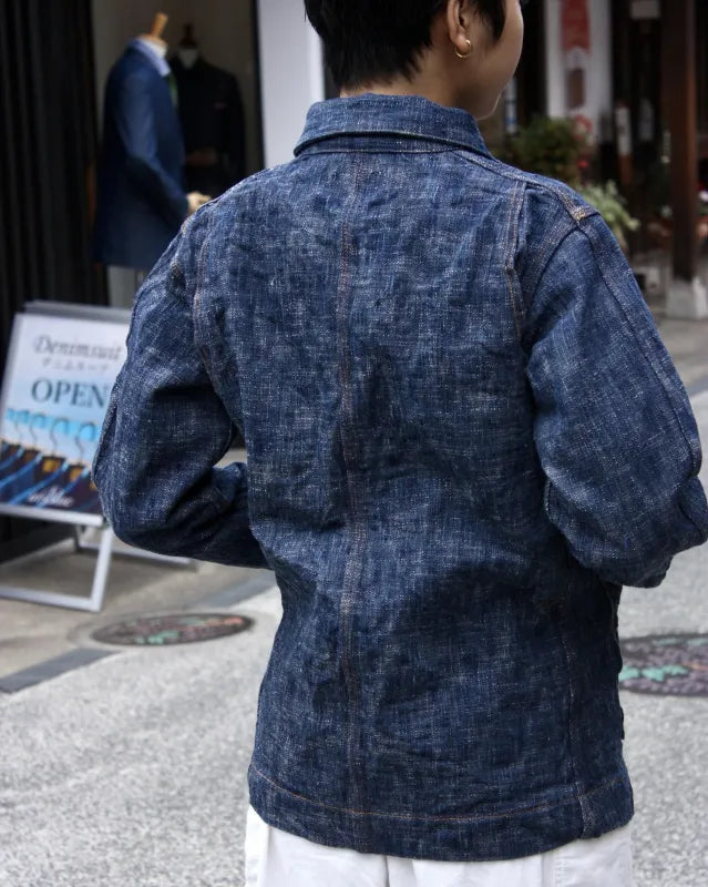 Graph Zero Coverall Jacket Skein Dyeing Denim — Green Indigo — view 10