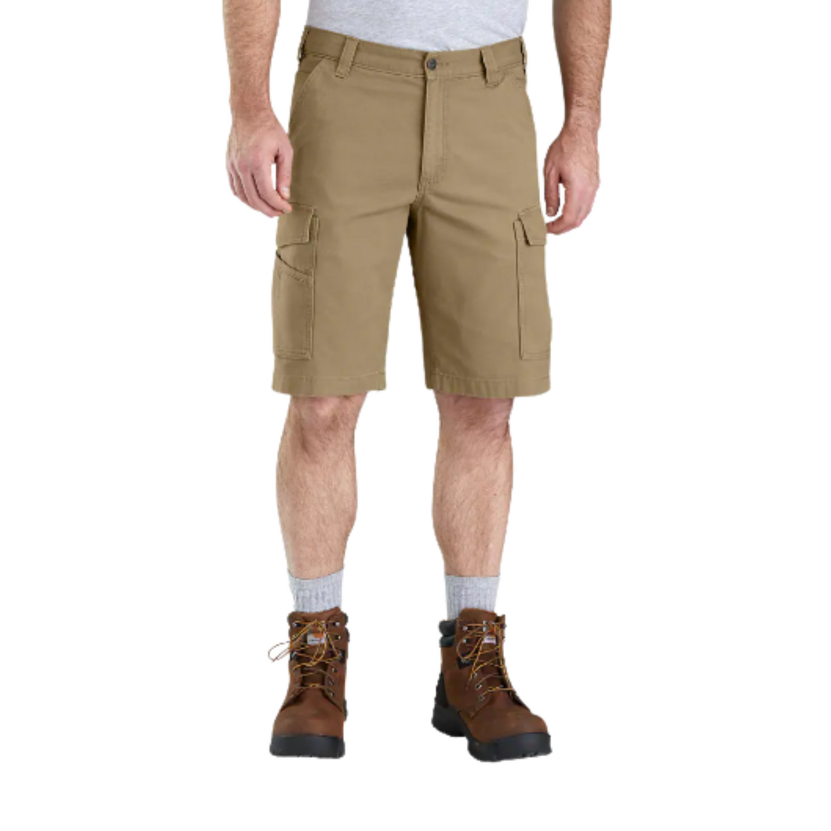 Carhartt Rugged Flex Relaxed Fit Canvas Cargo Work Short — Dark Khaki — front view