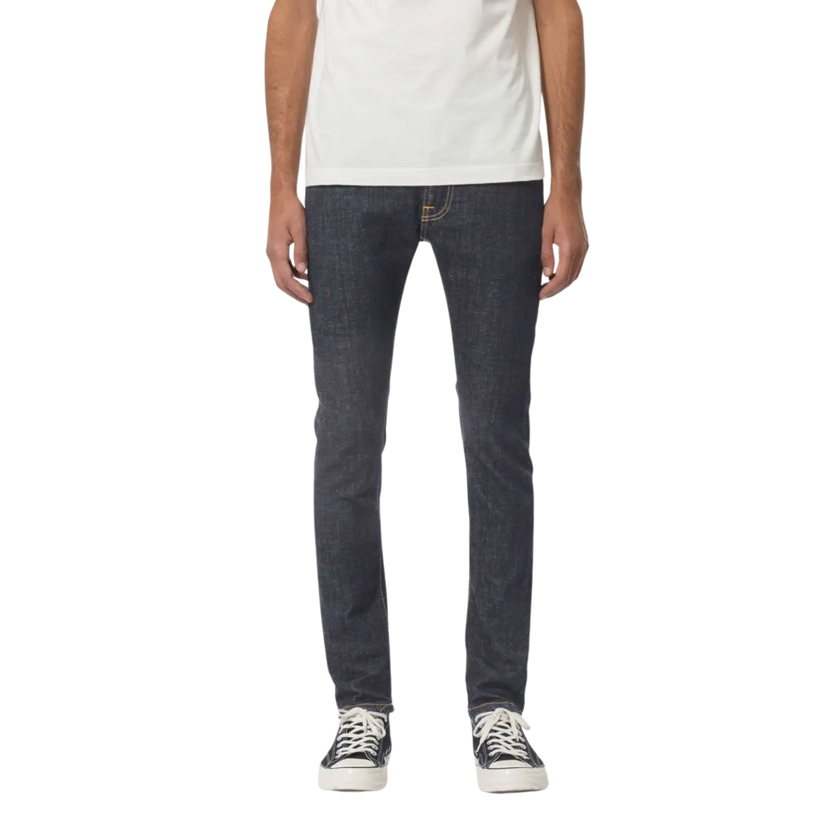 Nudie Jeans Tight Terry — Rinse Twill — front view