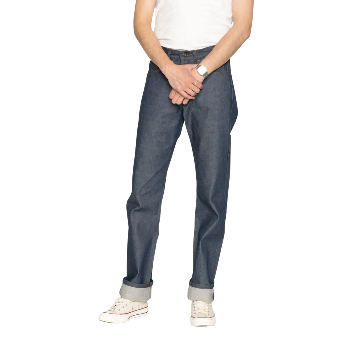 Naked & Famous True Guy — Natural Indigo Selvedge — front view