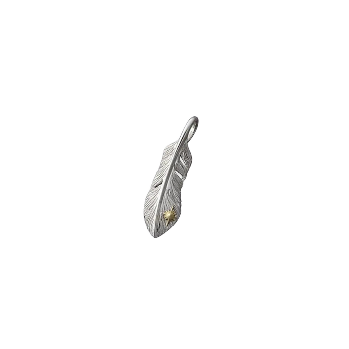 Saad White Burnt Feather (left Facing) Pendant Top K18 (18 Karat Gold) — No Color — view 4