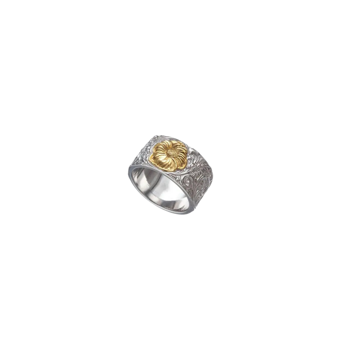Saad Sheridan Carving Silver 925 K24 Gold Plated Ring/Ring — No Color — view 3