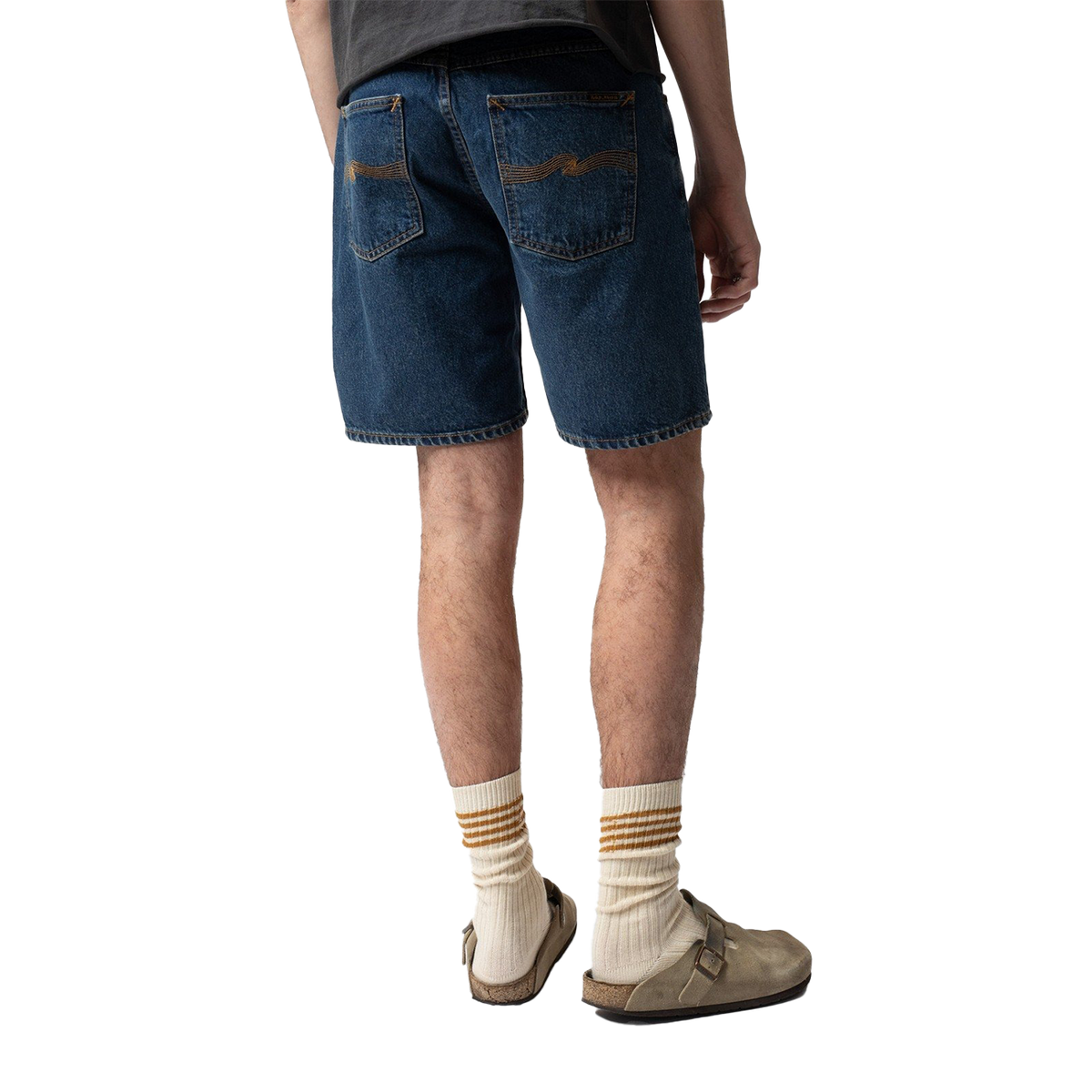 Nudie Jeans Seth Denim Shorts Morning Soul — Dark Blue — front view