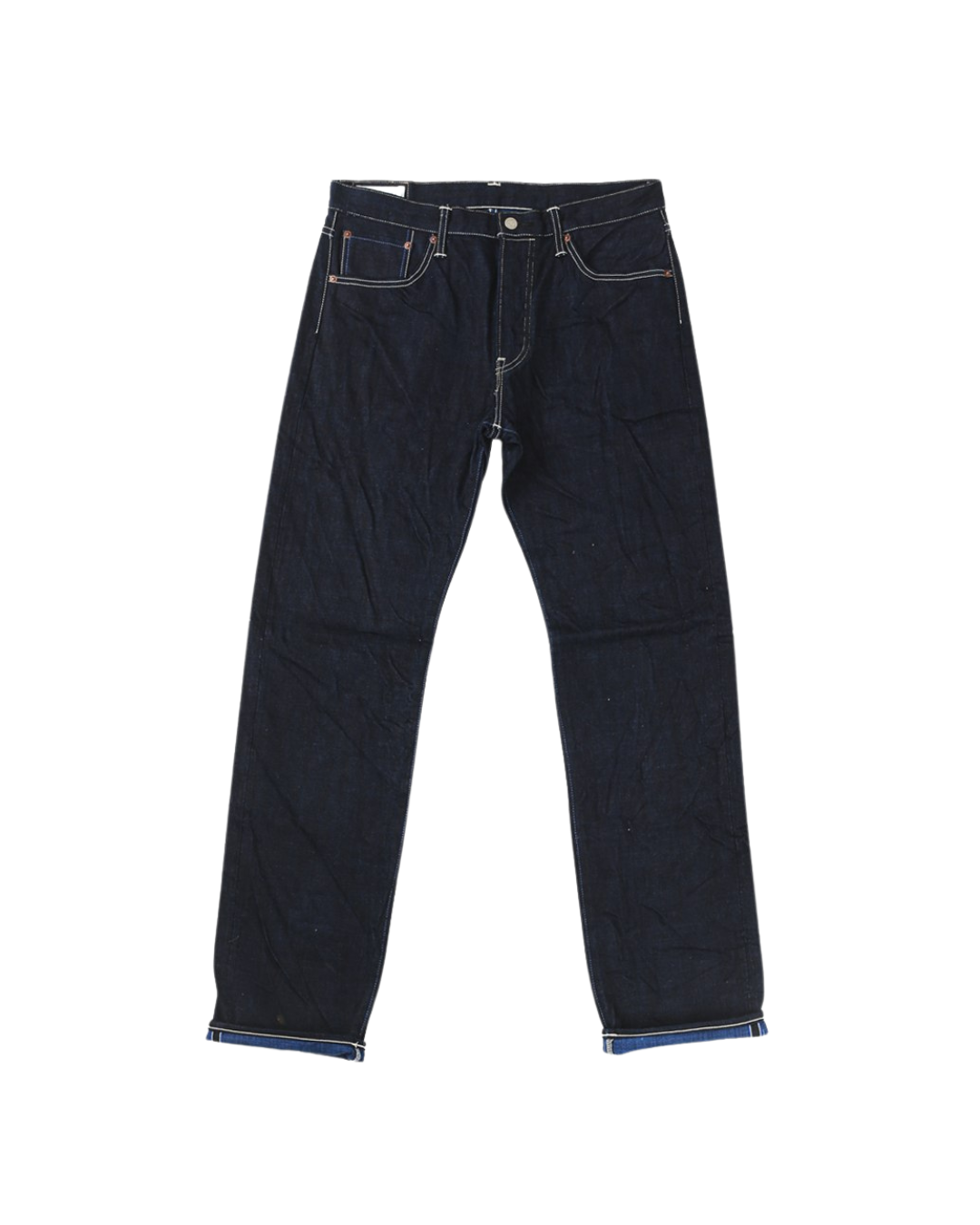 Tanuki Yurai High Tapered — Indigo X Cobalt Blue — front view