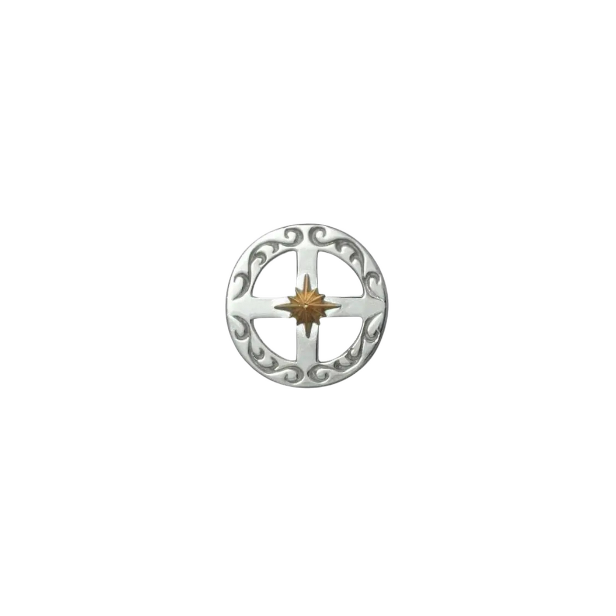 Saad Sun Symbol Medicine Wheel Silver 925 K24 Gold Plated Necklace Parts — No Color — front view
