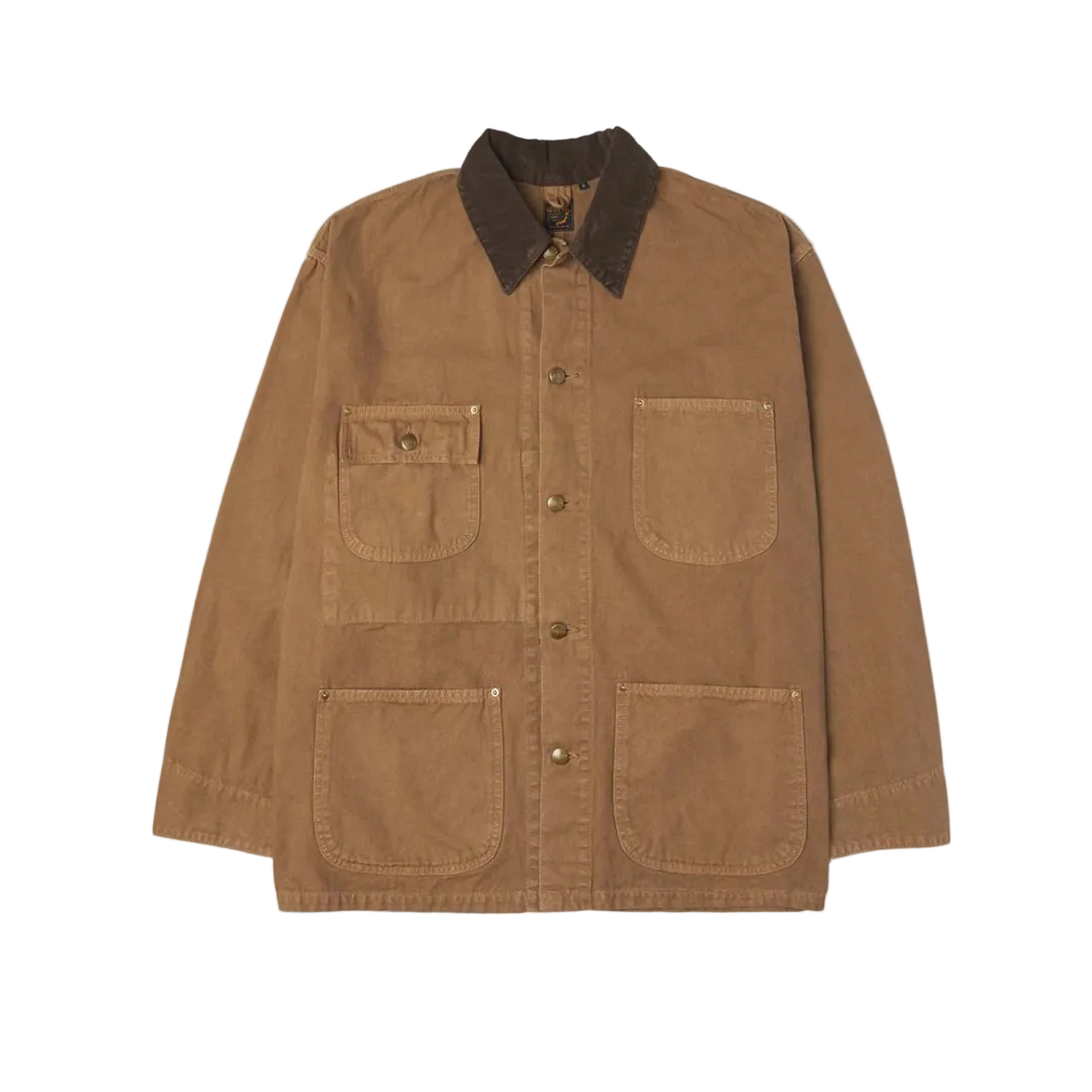 orSlow Relax Fit Oxford Coverall — Brown — front view