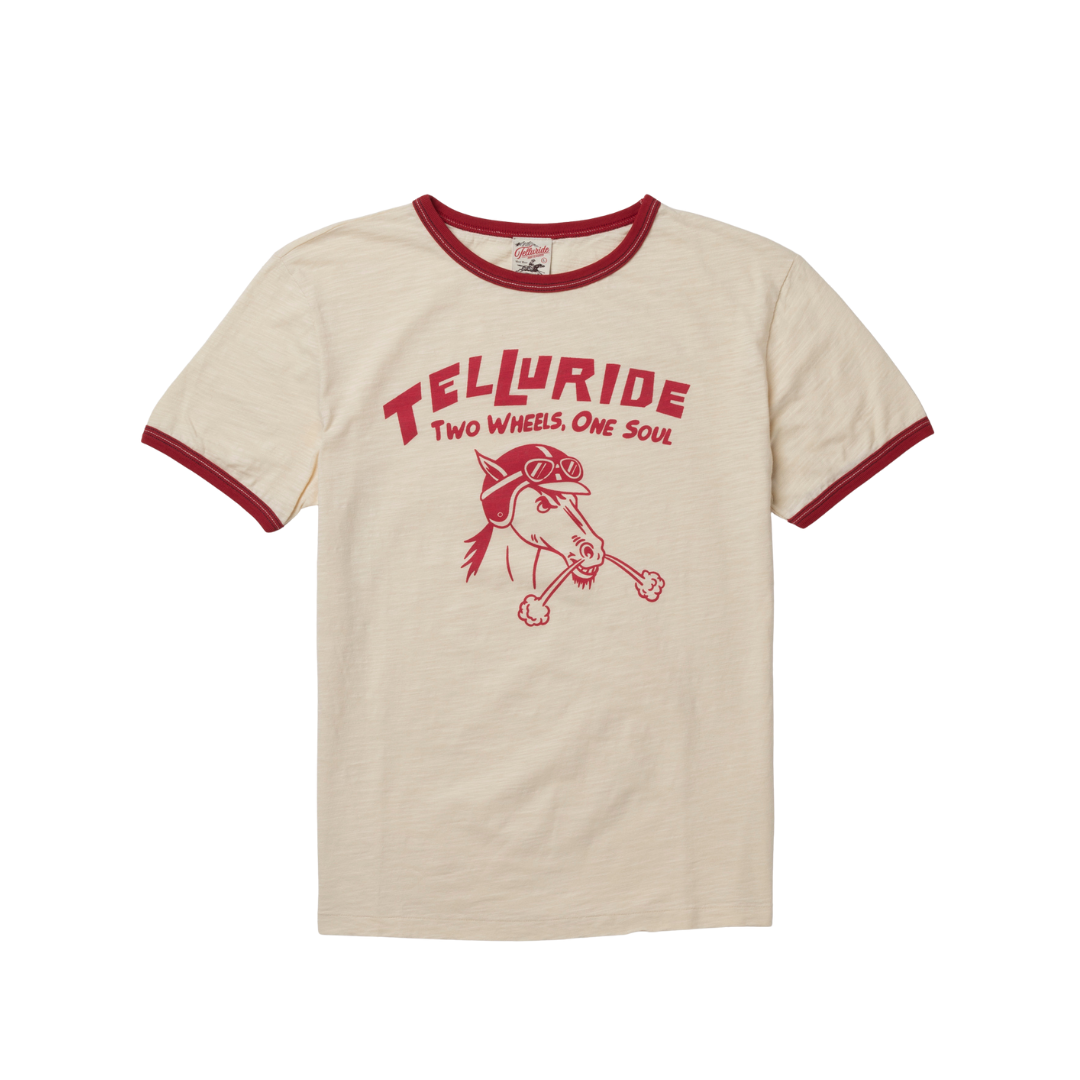 Telluride - Ringer Tee One Soul — White/Burgundy — front view