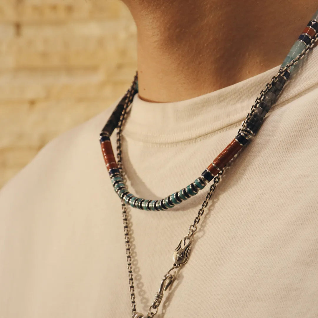 SAAD CANYON SKY HEISHI NATURAL STONE NECKLACE LARGE - 6MM - 45CM