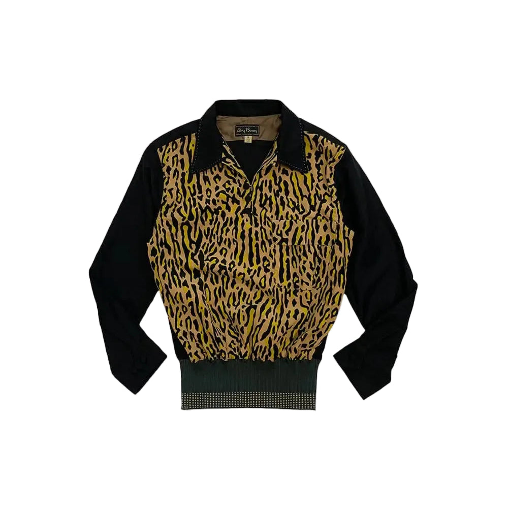 Dry Bones 2TONE Print Gaucho Shirt Vincent's Leo — Beige/Black — front view