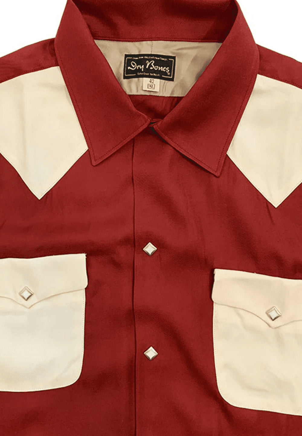Dry Bones Western Yoke 2 Flap Open Shirt — Wine — view 2