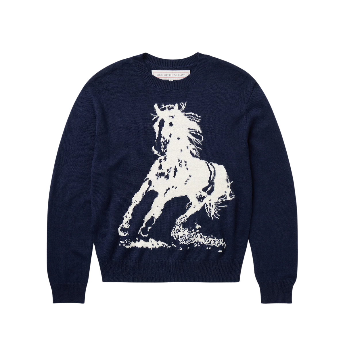 One Of These Days Running Horse Knit Sweater — Navy — front view