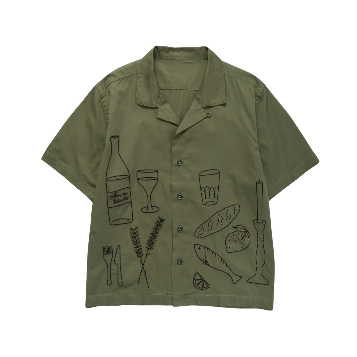 Service Works Light Twill Picnic Shirt — Olive — front view