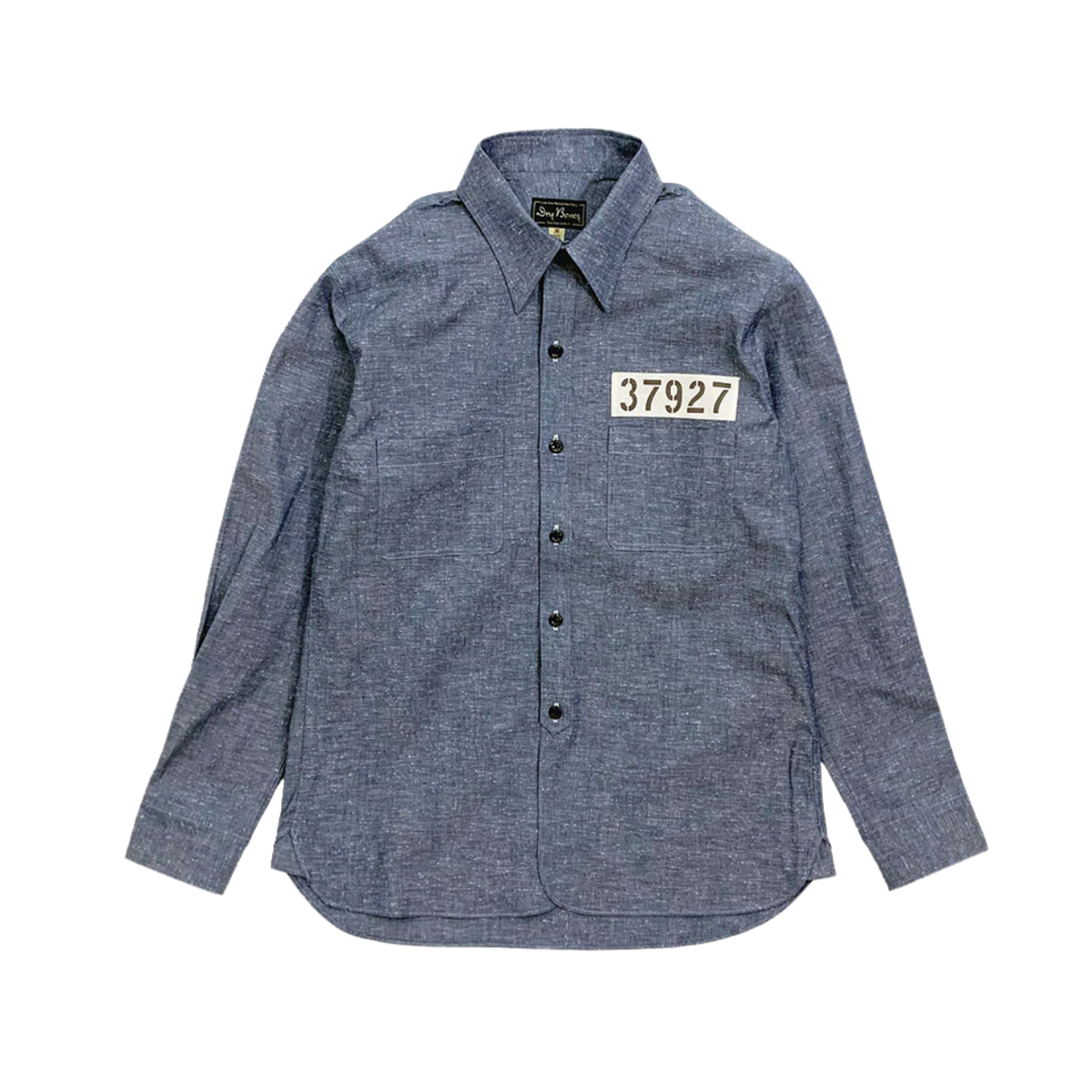 Dry Bones Chambray Work Shirt Andy — Blue — front view
