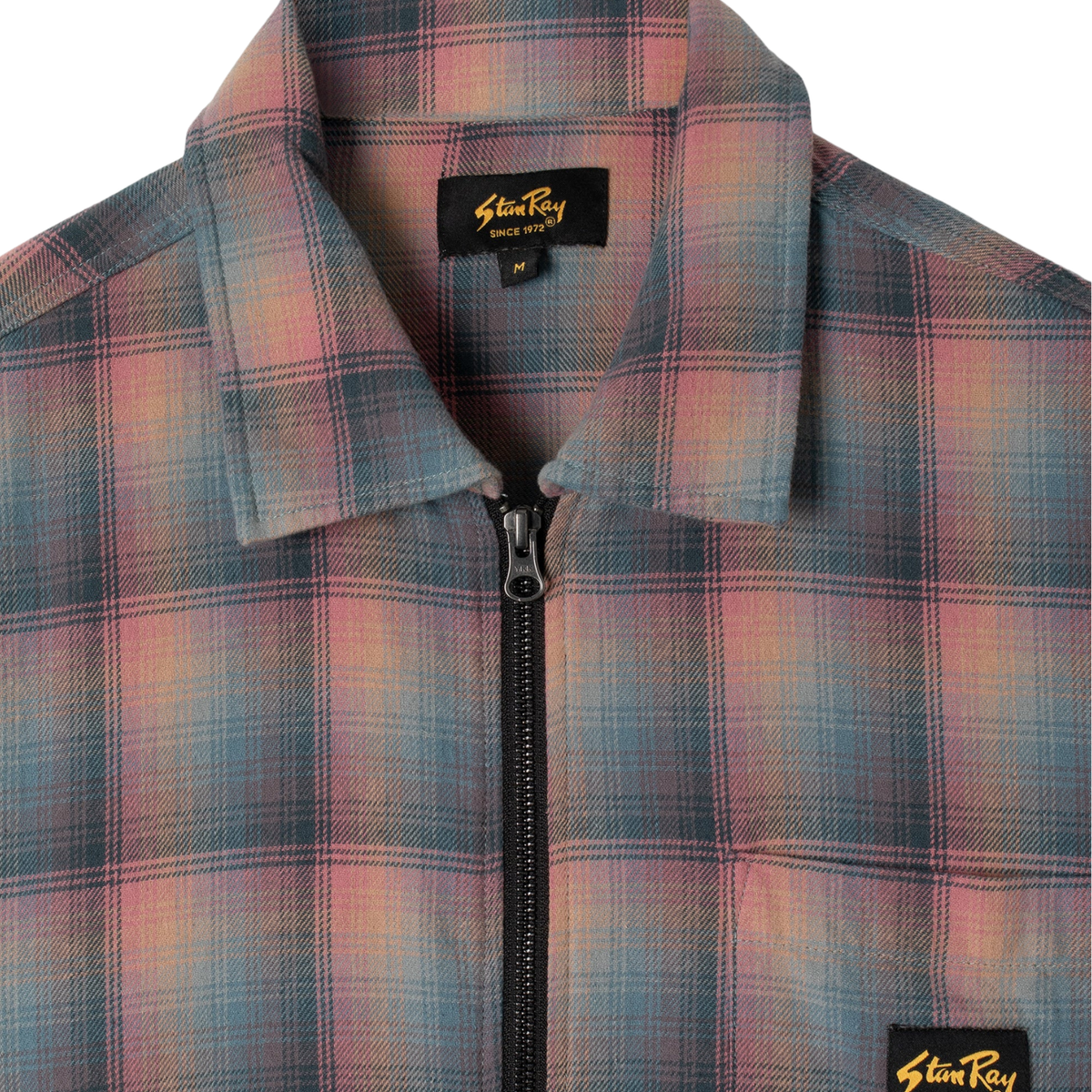 Stan Ray Zip Shirt — Pink/Teal Plaid — view 5