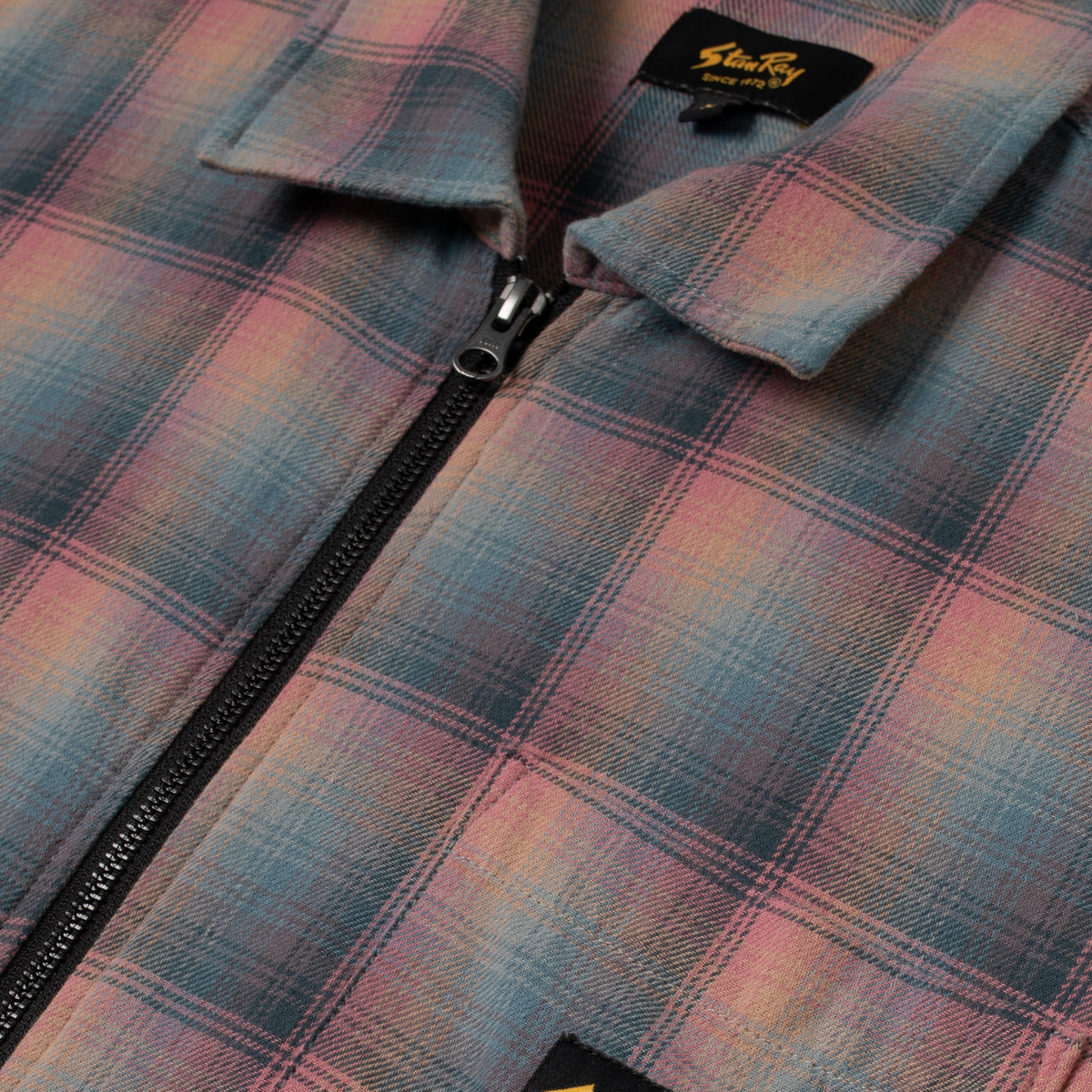 Stan Ray Zip Shirt — Pink/Teal Plaid — view 3