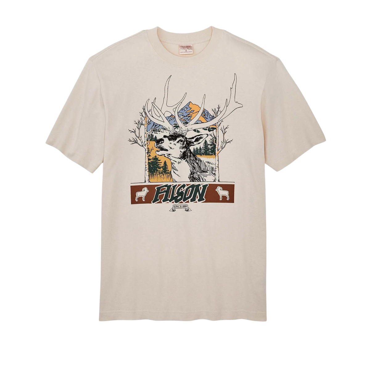 Filson Short Sleeve Frontier Graphic T-Shirt — Birch/Elk Mountain — front view