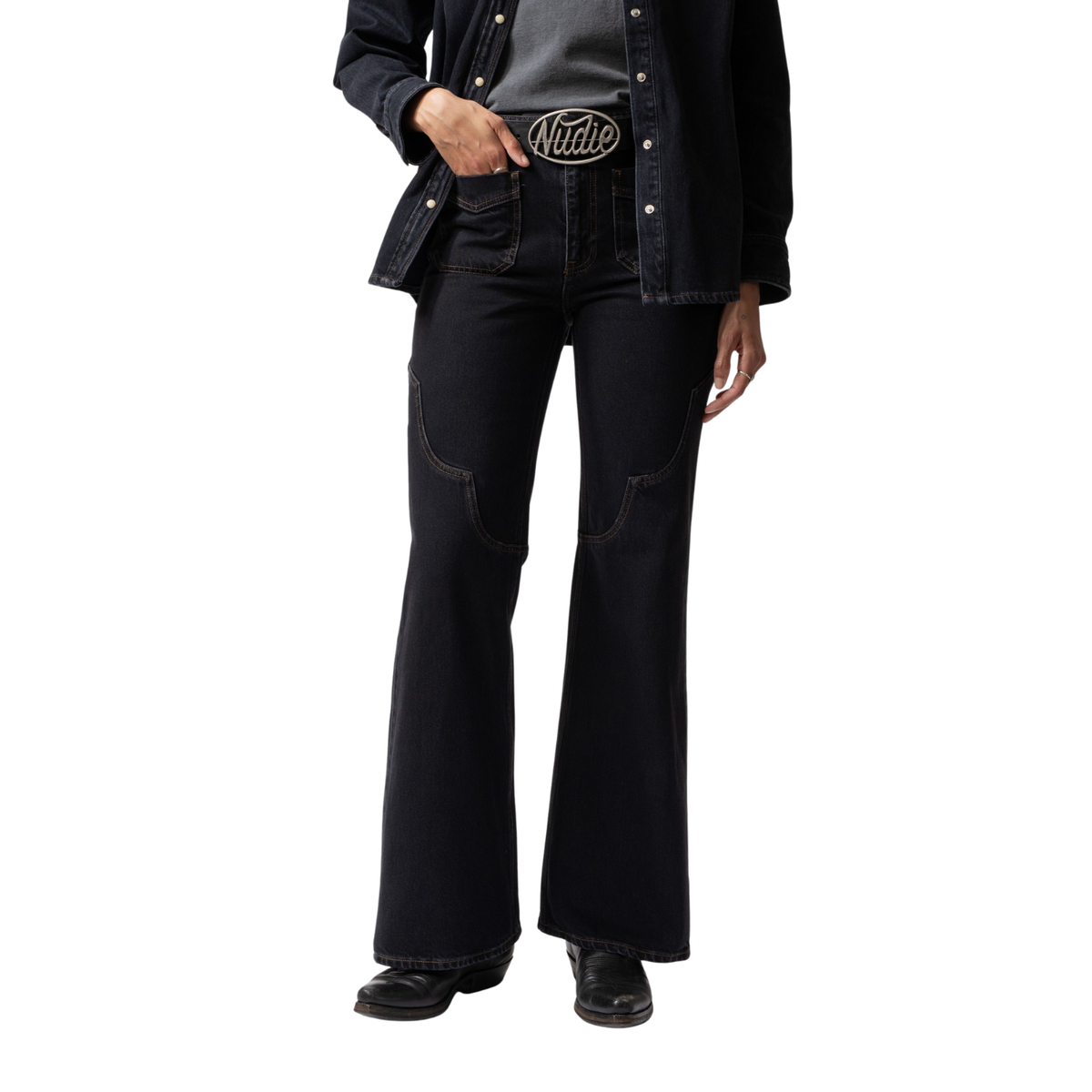 Nudie Jeans Holly Flare — Western Cut Pants — view 2