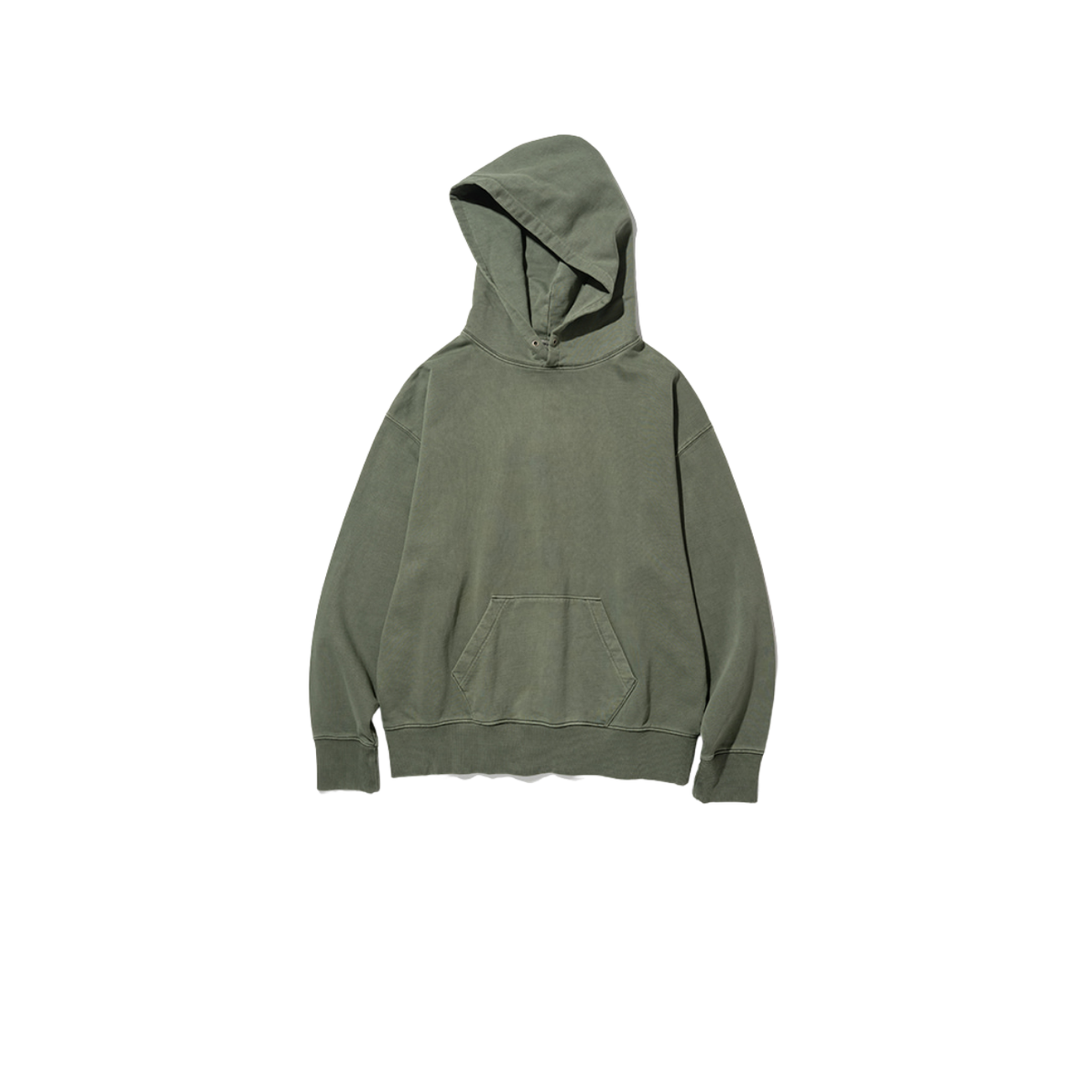 Uniform Bridge Basic Dyeing Sweat Hood — Pigment Olive — front view