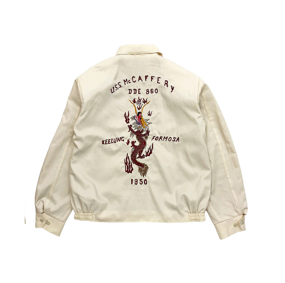 Dry Bones Embroidered Jacket Dragon — Ivory — front view