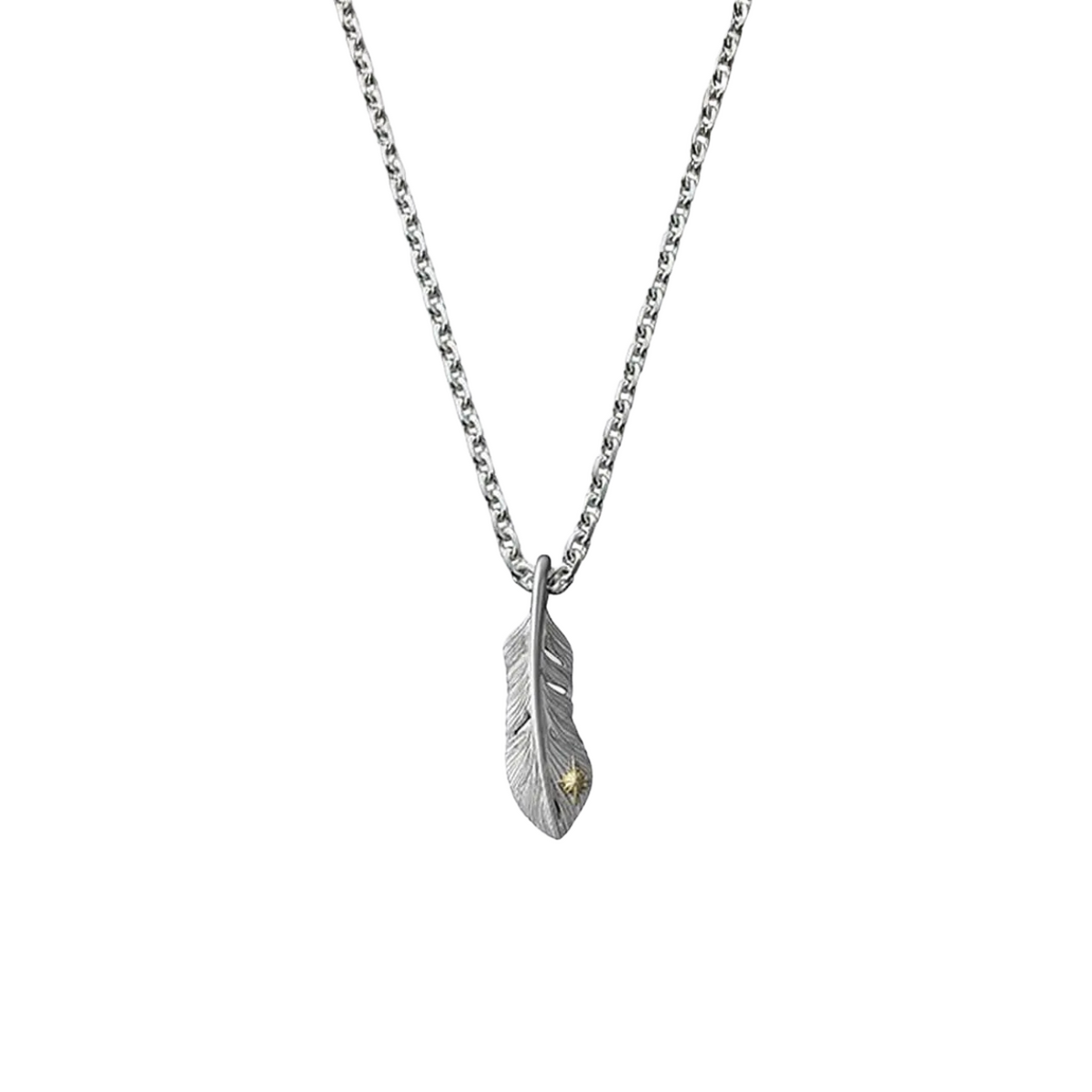 Saad White Burnt Feather (left Facing) Pendant Top K18 (18 Karat Gold) — No Color — view 2