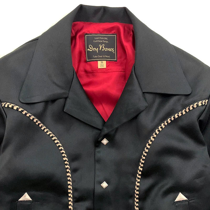 DRY BONES WESTERN STYLE SATIN JACKET - BLACK