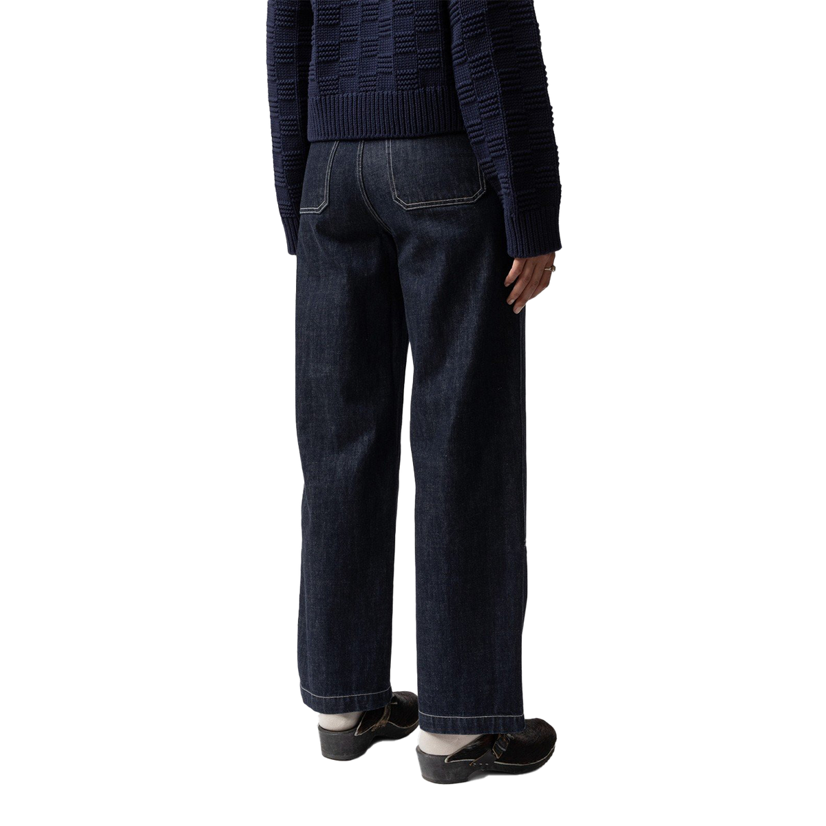 Nudie Jeans Wendy Double Knee Denim Pants — Dark Blue — view 2