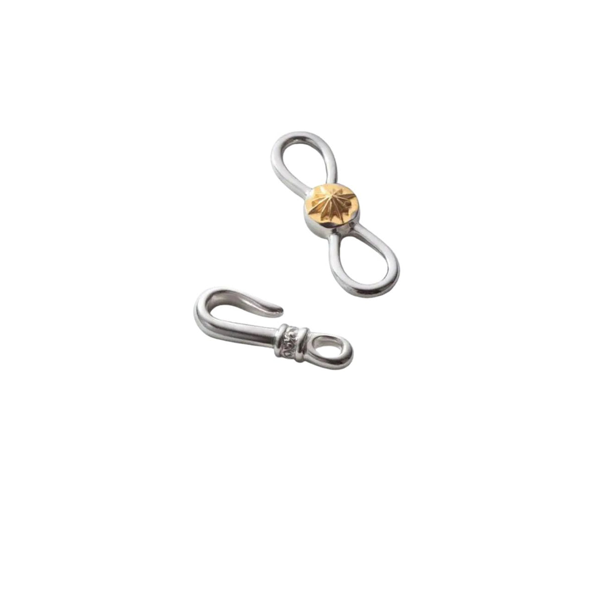 Saad Sun Symbol End Hook Silver 925 K24 Gold Plated Necklace Parts — No Color — front view
