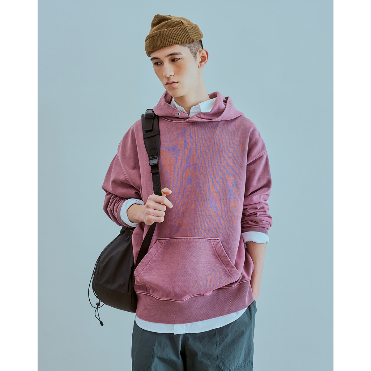 Uniform Bridge Basic Dyeing Sweat Hood — Pigment Red — view 6