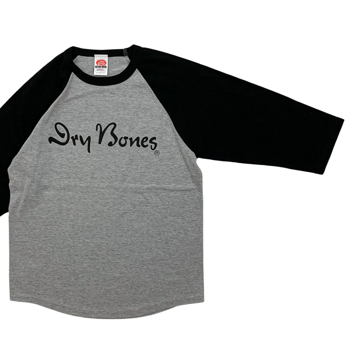 Dry Bones 3/4 Sleeve T-Shirt Logo — Gray/Black — front view