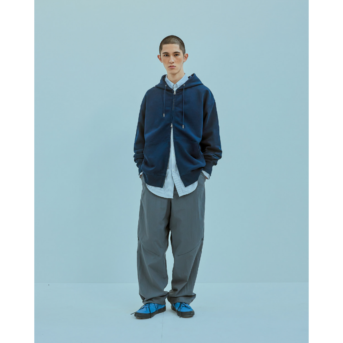 Uniform Bridge Basic Sweat Hood Zip Up — 8% Melange — view 4