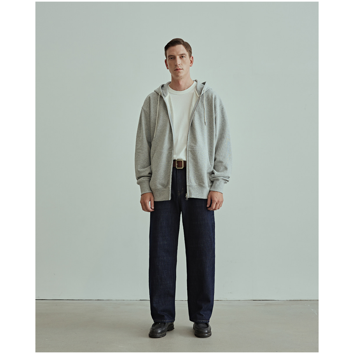 Uniform Bridge Basic Sweat Hood Zip Up — 8% Melange — view 5