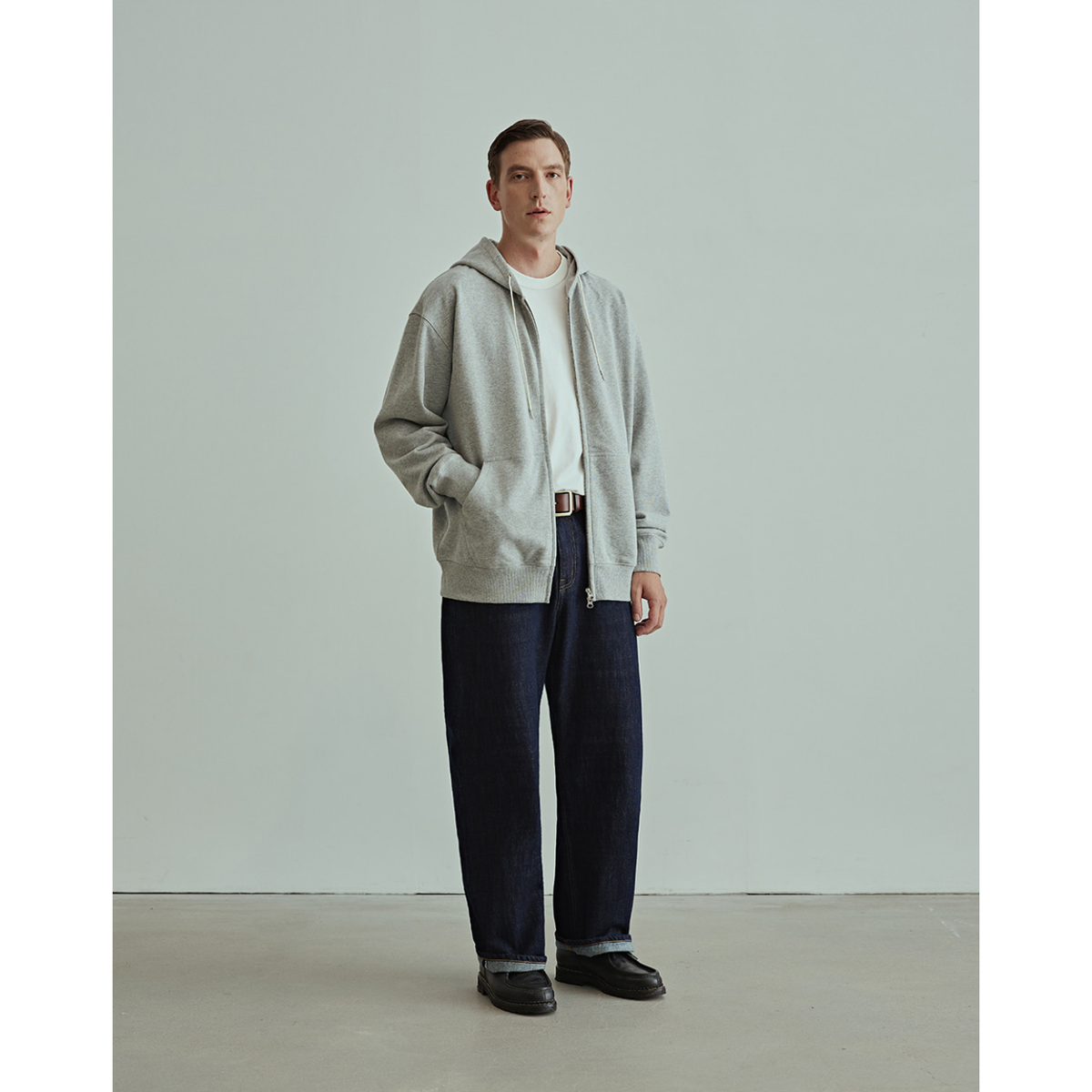 Uniform Bridge Basic Sweat Hood Zip Up — 8% Melange — view 6