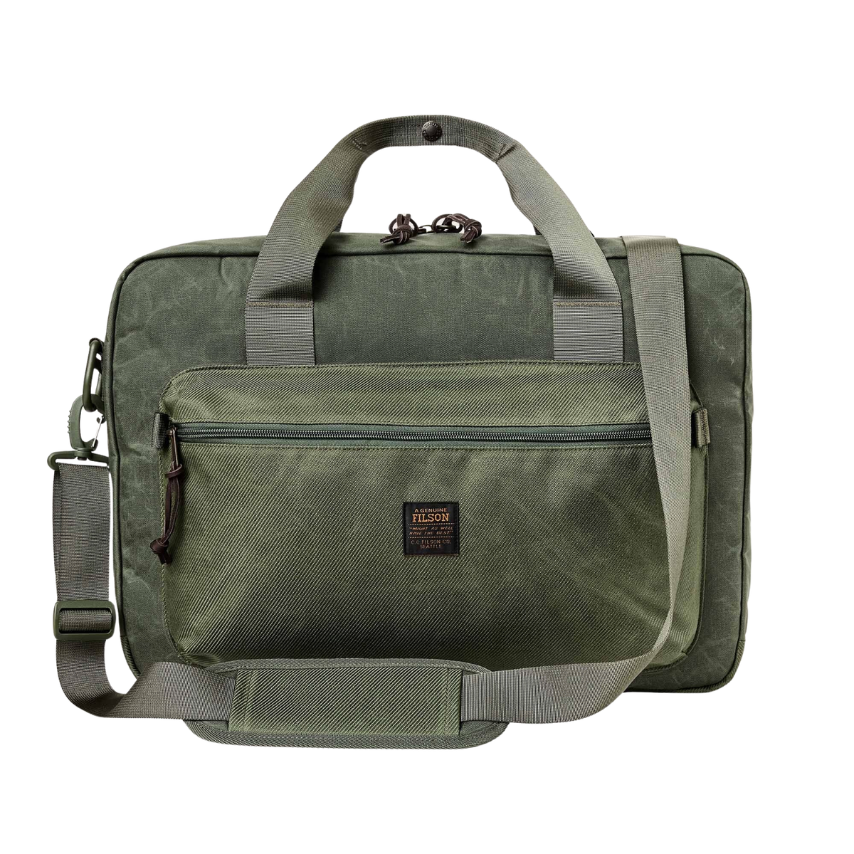 Filson Surveyor Pullman Pack — Service Green — front view