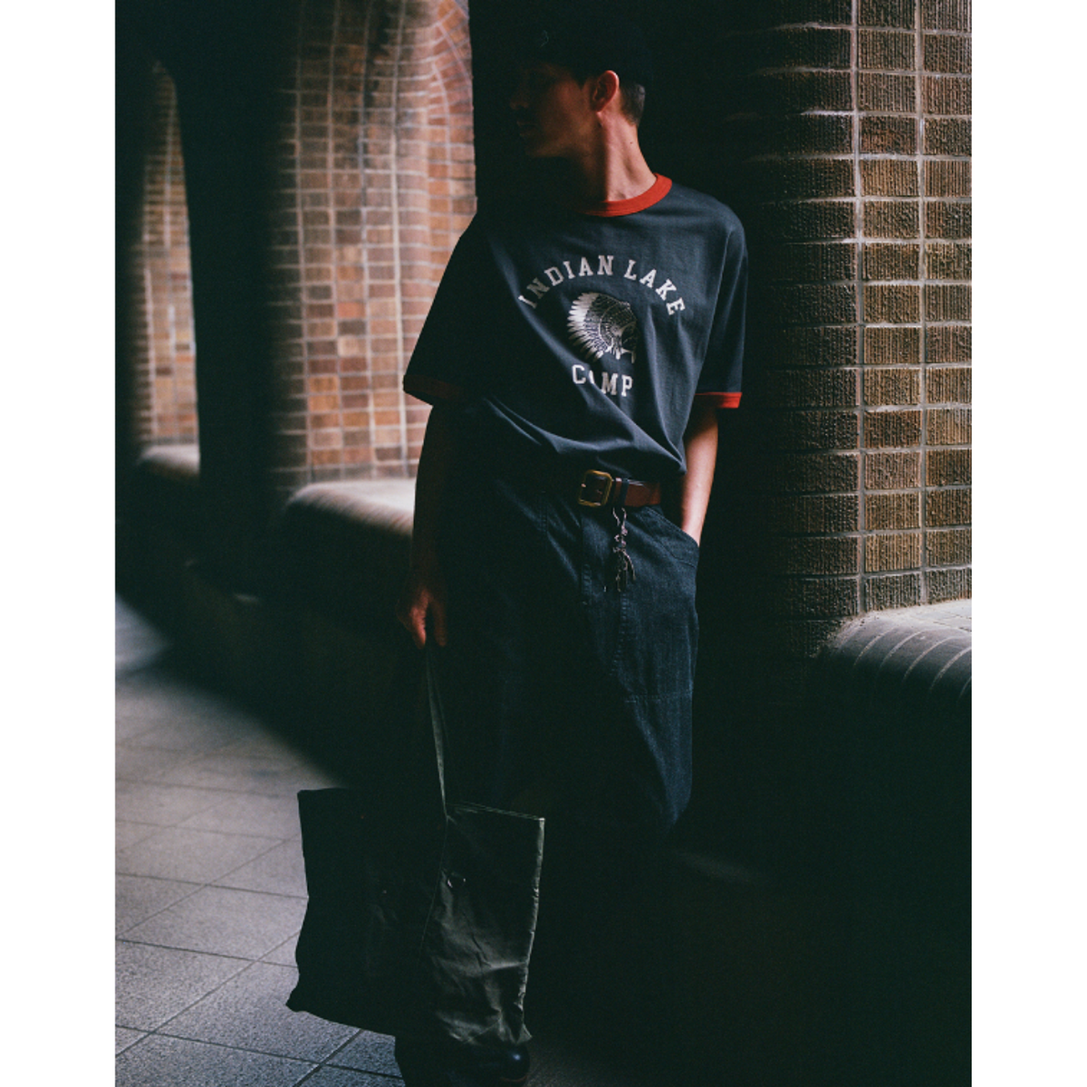 Uniform Bridge Double Knee Denim Pants 6.2oz — Black Rinsed — view 4