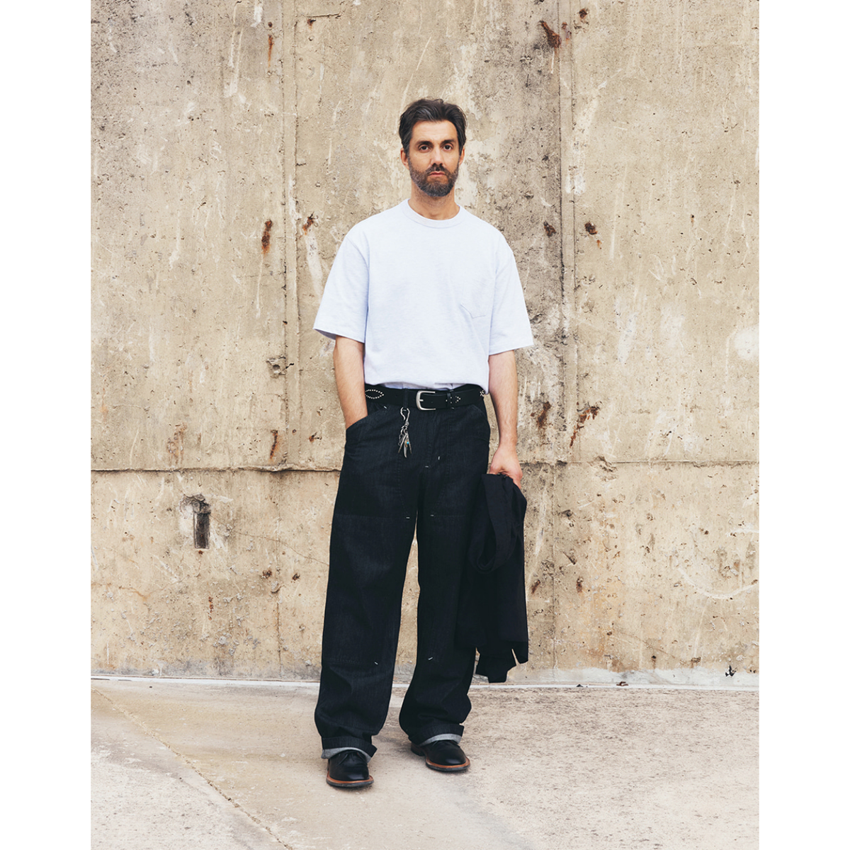 Uniform Bridge Double Knee Denim Pants 6.2oz — Black Rinsed — view 5