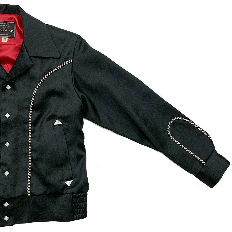 DRY BONES WESTERN STYLE SATIN JACKET - BLACK